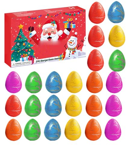 Adventskalender dinosaurie 24 dörrar med överraskningsägg leksaker för strumpor från, skola, familjetid | Festligt dekorationsobjekt, pedagogiskt spel