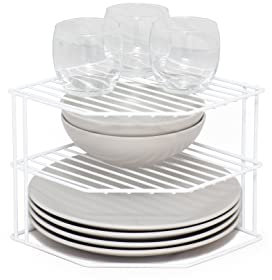 simplywire – Portapiatti a 3 ripiani - Organizer per armadietti da cucina – Bianco