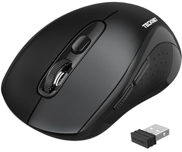 TECKNET Wireless Mouse for Laptop, 2.4G Ergonomic Optical Mouse Silent Bluetooth Mouse(BT5.0) 4000DPI Adjust, Computer Portable PC Quiet Mice with USB-A Receiver & 6 Buttons for Mac, 18 Months Battery
