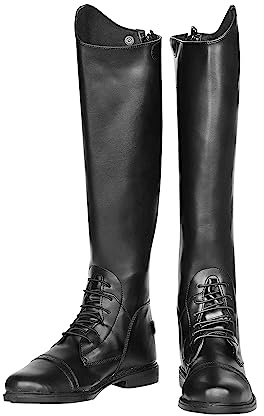 TuffRider Men’s Starter Front Field Boots | Durable, Easy to Clean Water-Resistant Horse Riding Boots for Men - Black - 10.5