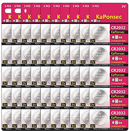 KaPonsec 50 Pack CR2032 DL2032 3V Lithium Coin Cell Battery