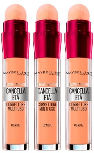 3x Maybelline New York Il Cancella Età Correttore Liquido Multiuso Colore 02 Nude - 3 Correttori