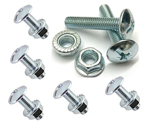 TERF® M6 x 20mm Roofing & Cable Tray Bolt with Pozi Drive Dome Head & Serrated Hex Flange Nut - Steel, Pack of 20