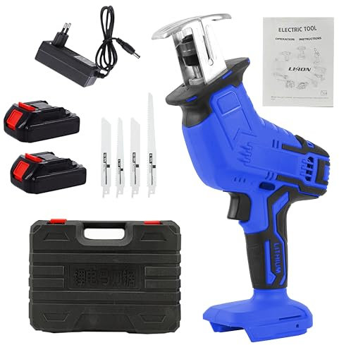 Sega Alternativa a Batteria 24V, Velocità Variabile 0-3000rpm, Freno Elettrico, Cambio Lama Senza Attrezzi, Taglio Legno 100mm, Metallo 2mm, Plastica 100mm, Impugnatura Ergonomica, Alta Potenza, Blu