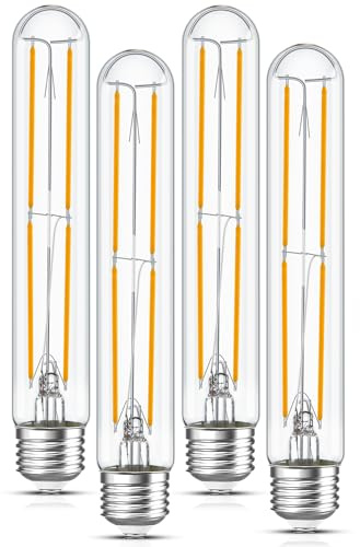 Bombilla tubular de 7.3 pulgadas regulable T10 LED E26 6W 60 W Bombillas Edison 2700K Solf blanco, 185 mm de largo para apliques de pared, colgante, sala de estar, paquete de 4
