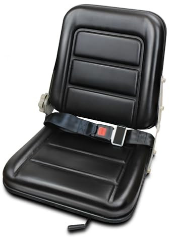 Sedile universale per tosaerba, sedile del trattore, sedile del carrello elevatore, sedile pieghevole per escavatore con cintura di sicurezza, schienale regolabile da 45° a 180° per carrelli elevatori