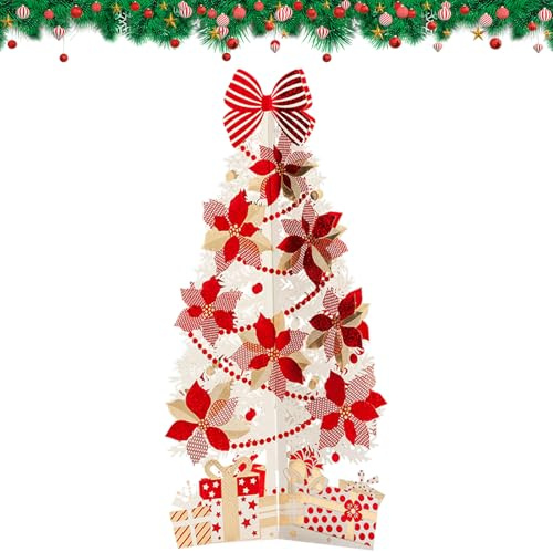 Carte Pop-Up de Noël Cartes de Noël 3D avec Enveloppes Flocon de Neige Arbre de Noël Carte de Vœux de Noël Les Cartes Cadeaux de Noël pour Femme, Petite Amie, Mère