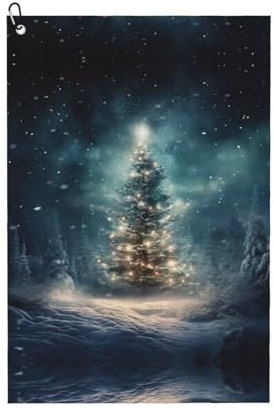 SSIMOO Serviette de golf à usage général, motif sapin de Noël, accessoire de golf personnalisé pour homme, absorbant et polyvalent