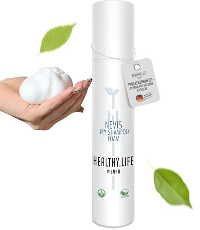 HLV - Shampoo secco in schiuma per capelli volumizzanti e freschi, sgrassa i capelli, vegano, dermatologicamente testato, rapida cura dei capelli, styling rinfrescante, tutti i tipi di capelli (Nevis