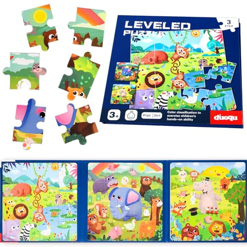 NEBURORA 61 Piezas de Rompecabezas magnéticos de Animales para niños pequeños, Juguetes educativos de Viaje de 2 a 5 años, Juguetes de Actividades de Regalo, Regalos de cumpleaños para niños