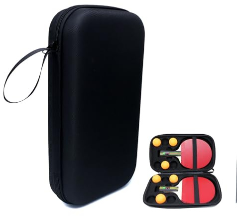 Smavles Housse Raquette Ping Pong, Housse de Raquette Safe avec Rangement Balles Étui pour Raquette Ping Pong de Tennis de Table Convient pour 2 Pagaies et 6 Balles (Étui Uniquement)
