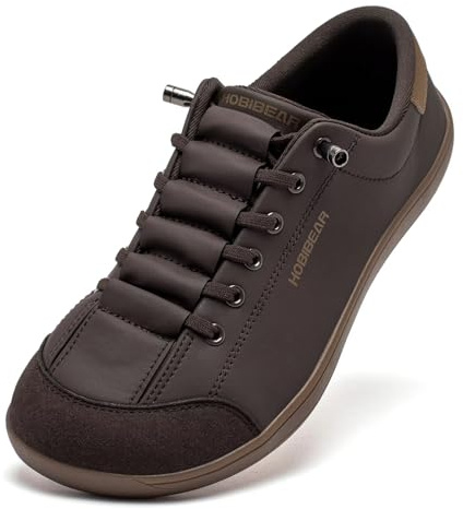 HOBIBEAR Womens Mens Wide Minimalist Barefoot Fashion Trainers Zero Drop Shoes Dark Brown