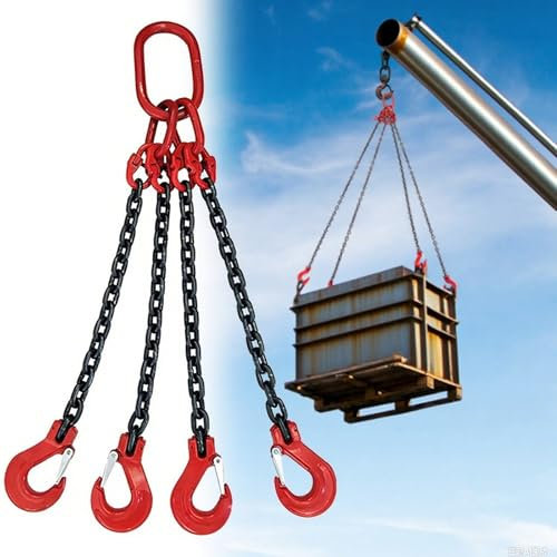 Chaînes de levage Élingue à chaîne à 4 brins pour les charges lourdes, Chaînes de levage haute résistance pour usines, chantiers de construction et ports, Chaîne de levage pour moteur 2/3/5 tonnes(440