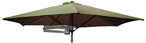 2.5m Wall-Mounted Patio Umbrella, Cantilever Garden Sun Shade with Metal Pole, Square Balcony Parasols, Tilting Design for Outdoor Furniture, Khaki Color