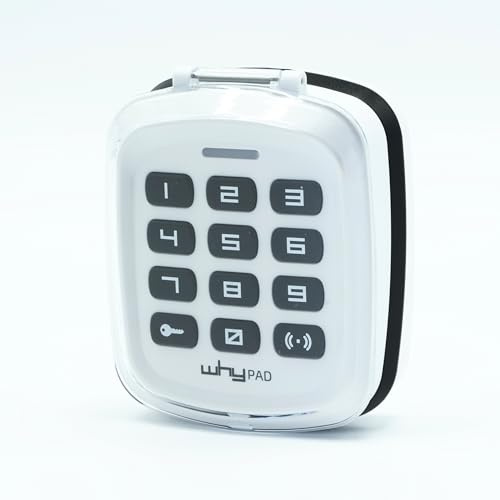 WHY PAD 8991008 - Tastiera con codice radio universale per motorizzazione cancello e garage, multifrequenza 433/868 MHz, codice fisso e girevole + 1 portachiavi DOMOBIP (bianco, WHY PAD UNIVERSEL)