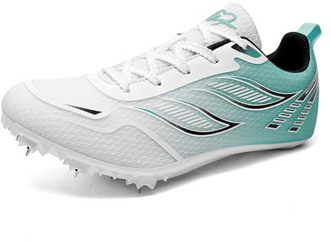 ZHENSI Scarpe da Atletica Leggera per Uomo Donna E Bambino Scarpe da Corsa con Chiodi per Salti Veloci,Verde,34 EU