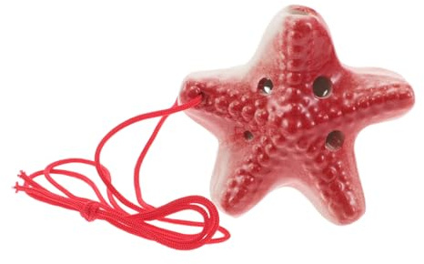 Healifty Ocarina de Cerámica de 6 Agujeros Forma de Estrella de Mar Roja, Fácil de Aprender Tono Claro, Adecuado para Camping y Reuniones Familiares