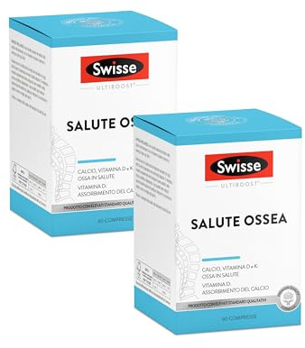 SWISSE Ultiboost - Integratori Alimentari con Vitamina D3 K2 e Calcio, Integratore Donna e Uomo per Mantenimento di Ossa Sane e della Funzione Muscolare, Made in Italy, 120 Compresse Divisibili in 2