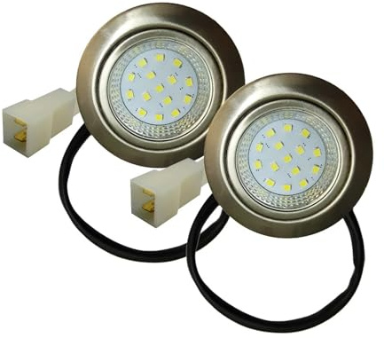 2-Piece 2inch 50mm Hole Cooker Range Hood Bulb Light 1.5W DC 12V Stove Hood Smoke Vent Light Lamp Cabinet Light DJ612 Connector,Easy to Install(White 6000K)