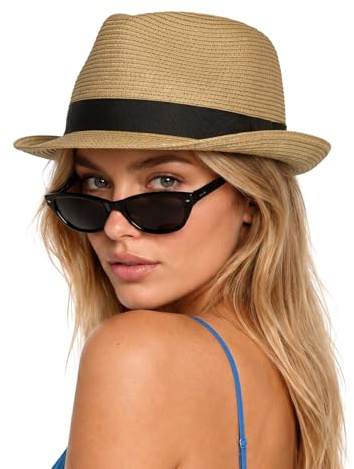 Zylioo S/M/L/XL/XXL stråhatt solhatt dam för stort huvud, halm strandmössa med brett brätte, UV-skydd sommarhatt