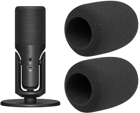 SOULWIT 2 Piezas Espuma Micrófono Filtro Antipop para Sennheiser Profile USB, Protector de Mic Cubierta Pantallas antiviento Parabrisas para micrófono - Negro