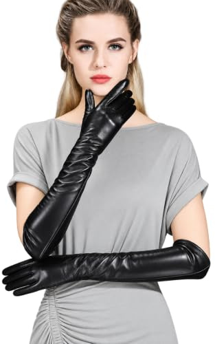 Gants en cuir longs pour femmes Robe de soirée d'opéra à écran tactile d'hiver Gant de conduite au coude pour dames