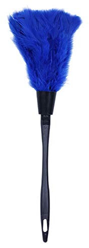 RETYLY 1Pc Plumero De Plumas De Pavo De Moda con Herramienta De Limpieza De Manejar Negro De Plástico (Azul) 35 Cm