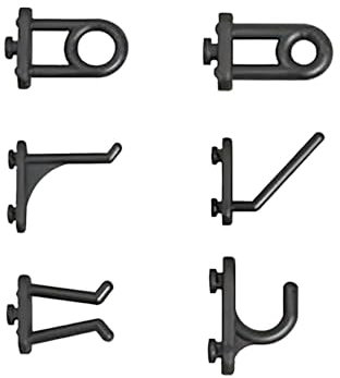 MOBILA Ganci per pannello forato porta utensili e accessori tecnologici, per organizzare studio officina garage, Forme assortite, Kit 36 pezzi