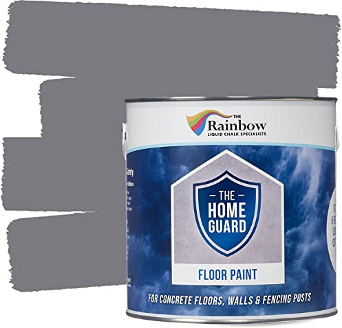RAINBOW CHALK MARKERS LTD HOME GUARD FLOOR PAINT Hard Wearing Water-Based Paint that is ideal for Interior and Exterior Concrete, Patio Floors. Satin Finish (2.5L, Grey)