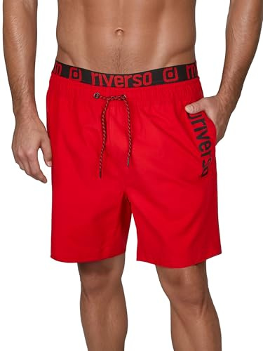 riverso RIVBobby Bañador para hombre, pantalón corto para verano para deporte y playa, con cordón, 100 % poliéster, negro, verde, naranja, rojo, S, M, L, XL, XXL, 3XL, 4XL, 5XL