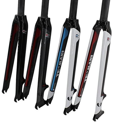ASMEIR Fahrrad Gabel 1 Stück Rennrad 3K Vollcarbon Scheibenbremse Gabel Carbon Fahrrad Gabel Teile 4 Farben Fahrradgabeln (Color : Matt Black red)