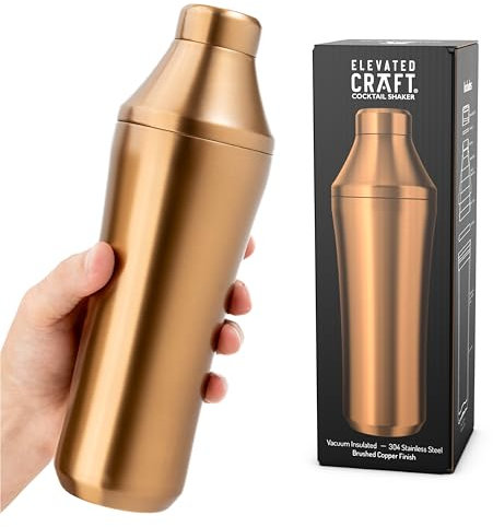 Elevated Craft Hybrid Cocktail Shaker - Premium vakuumisolierter Edelstahl Kupfer Cocktail Shaker - Innovatives Messsystem - Martini Shaker für den Heimbarkeeper - 800 ml Gesamtvolumen
