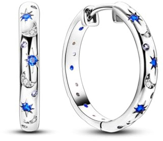 KUNSIR 925 Sterling Silver Earrings,Hoop Earrings for Women Various Hypoallergenic 1 Pair Bright Star River Earrings The best gift for Women
