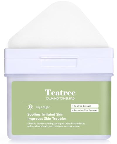 DERMAL Tea Tree Toner Pads 120ct, Triple Tea Tree Zinc PCA with Tweezers