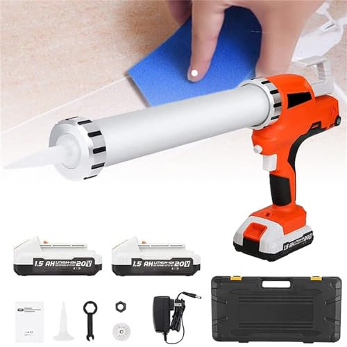 LMYYDES Pistola de calafateo inalámbrica de 20 V, 6 velocidades Ajustables, Pistola de calafateo eléctrica y Kit de Pistola Adhesiva, batería Recargable, Pistola de Silicona de 10 oz/300 ml