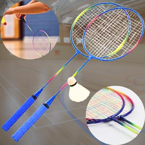 Garden Mile Badminton Set of 2 Indoor Outdoor Shuttlecock Badminton Rackets Beach Games for Adults Kids Garden Games Pro Badminton Racket Gift Set Multicoloured For Garden, Camping, Sport, Gym
