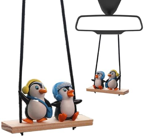 TICKLELY Accessoire Voiture Drole 1 Pièce Pendentif De Voiture Pendentif Pingouin Pendentif Rétroviseur, Décoration Rétroviseur Voiture, Statue Pendentif Rétroviseur Pour Voiture, Maison Ou Bureau