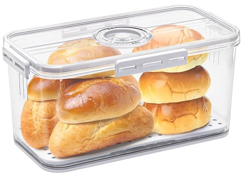 Accmuzzy Cestino per il Pane, Contenitore per il Pane con Coperchio Ermetico, Grande Contenitore Angolare per Pane Fatto in Casa, Bagel, Biscotti, Panetteria, Frutta