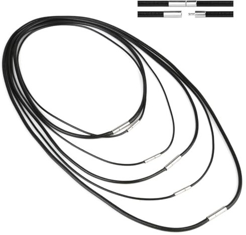 Xishoyen 6 Stück Lederband für Kette, 1.5/3mm Kunstleder Lederband mit Verschluss, Lederbänder für Ketten, Lederhalsband Damen, Schwarz Leder Halskette für Männer Herren (40/45/50/55/60/70cm - 6er)