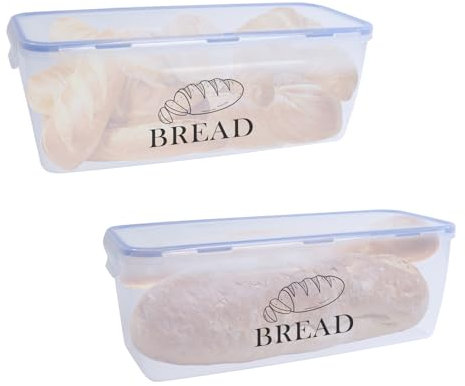 Boîte à Pain Pour Comptoir de Cuisine, Lot de 2 Boîte de Conservation de Pain Avec, Huche à Pain,Conservateur de Pain Pour Pain, Toast, Bagel, Beignet et Biscuits Faits Maison 32.5 x 13.4 x 11.8 Cm