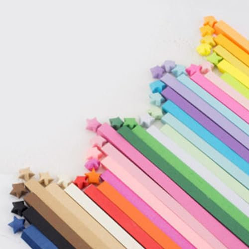 Lot de 90 bandes en papier pour origami à cinq branches - Assortiment de 27 couleurs - Étoile porte-bonheur - Décoration artisanale - Cadeaux d'étoiles pliées en papier - Exprimant bénédictions et