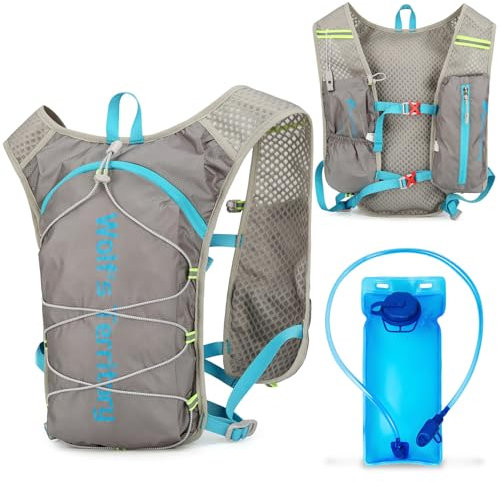 Laufweste für Damen und Herren, Laufweste mit 2L Trinkblase, Running Vest, Reflektierende Trinkrucksack mit Handyhalterung, Hydration Pack für Laufen, Radfahren, Trails, Marathons