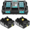 2 × 8000mAh Ersatzakku für Makita Akku 18v 8Ah mit Dual Port 18v Ladegerät, Kompatibel mit Makita Ladegerät 18V BL1860B BL1850B BL1840 BL1830 BL1860B BL1815 BL1835 BL1860B BL1845 BL1850