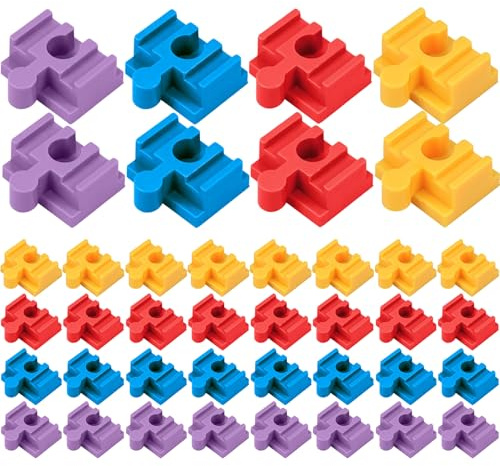 40 connettori per binari ferroviari in legno, 4 colori maschio-femmina accessori per binari ferroviari in ABS fai da te per blocchi da costruzione da 9 mm, accessori legno
