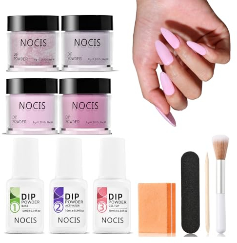 Kit de polvo para inmersión de uñas, kit de uñas en polvo para inmersión, 4 colores para en el hogar, salón de arte, acabado brillante o esmerilado con activador de capa superior base, mani