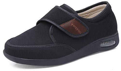 Nwarmsouth Bred passform touch close shoe, lösa fotfeta diabetesskor, justerbara skor för äldre – UK 8,5_svart, ortopedisk bred passform justerbar toffel