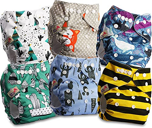 Littles and Bloomz FLP2-0605 Windel, wiederverwendbar, Standard-Popper, 6 Windeln