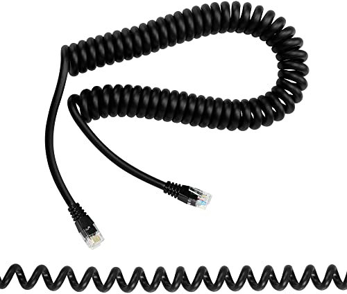 RIIEYOCA Câble de téléphone RJ12, câble à ressort rétractable 6P6C mâle vers mâle - Extensible jusqu'à 4,92 pieds