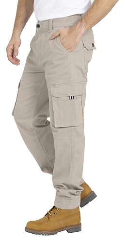 BlauerHafen Pantalon cargo pour homme - Vêtement de travail - Super extensible - En coton flexible - 12 poches - Coupe décontractée - Toutes les tailles 32 W-44 W