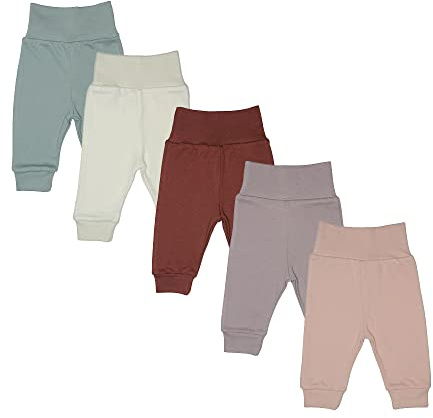 MEA BABY Pantalon bébé Unisexe 100% Coton, Lot de 5, Pantalon Bouffant à Enfiler pour garçons et Filles (62, filles3)